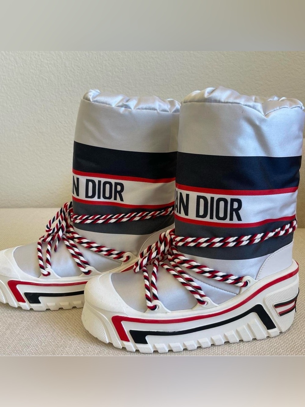 Dior Alps Après-Ski Ankle Boot Snow Boots white / navy / red